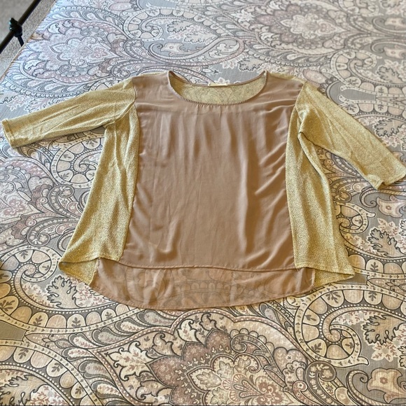Lush Rose Gold sheer and Gold Panel top - Picture 6 of 10